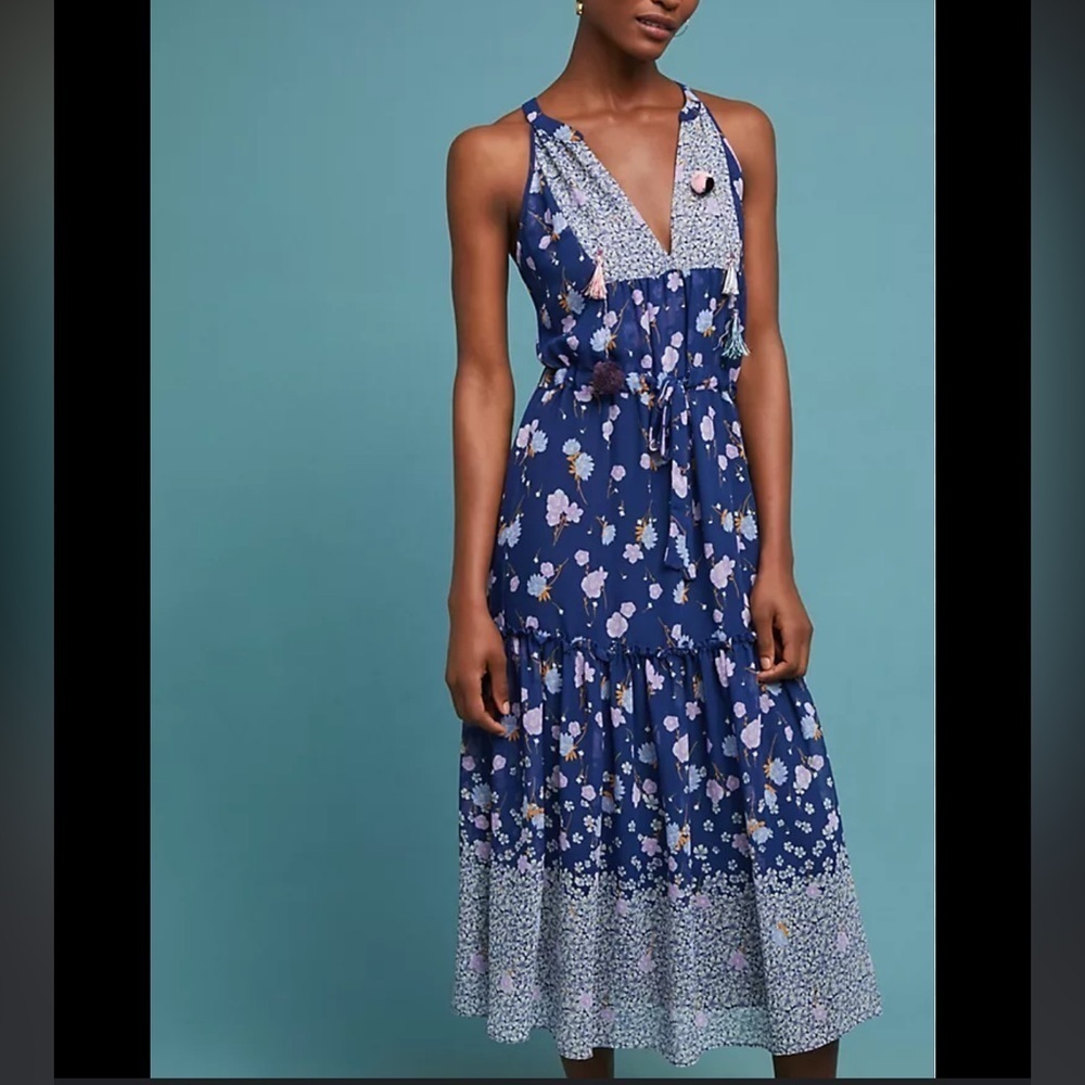 Anthropologie Misa Los Angeles Omeaea Frederika Midi Dress in Blue Floral